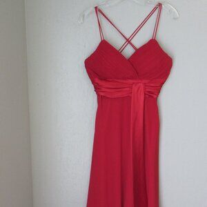 LANDMARK Red Chiffon Spaghetti Straps Padded Bust Fit & Flare Size S Dress